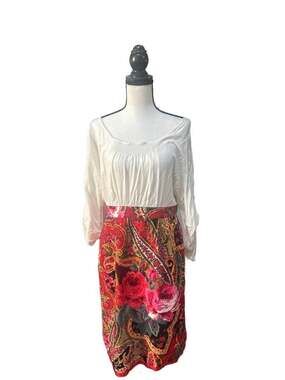 Edmé & Esyllte Anthropologie Floral Paisley Skirt Mixed Media Tunic Dress Size 8